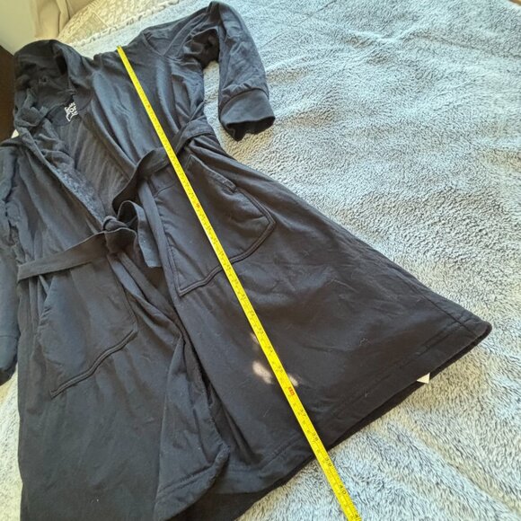 Dude Robe Mens L/XL Black Belted Hooded Terry Lining Loungewear Comfy 19180 - Picture 4 of 14